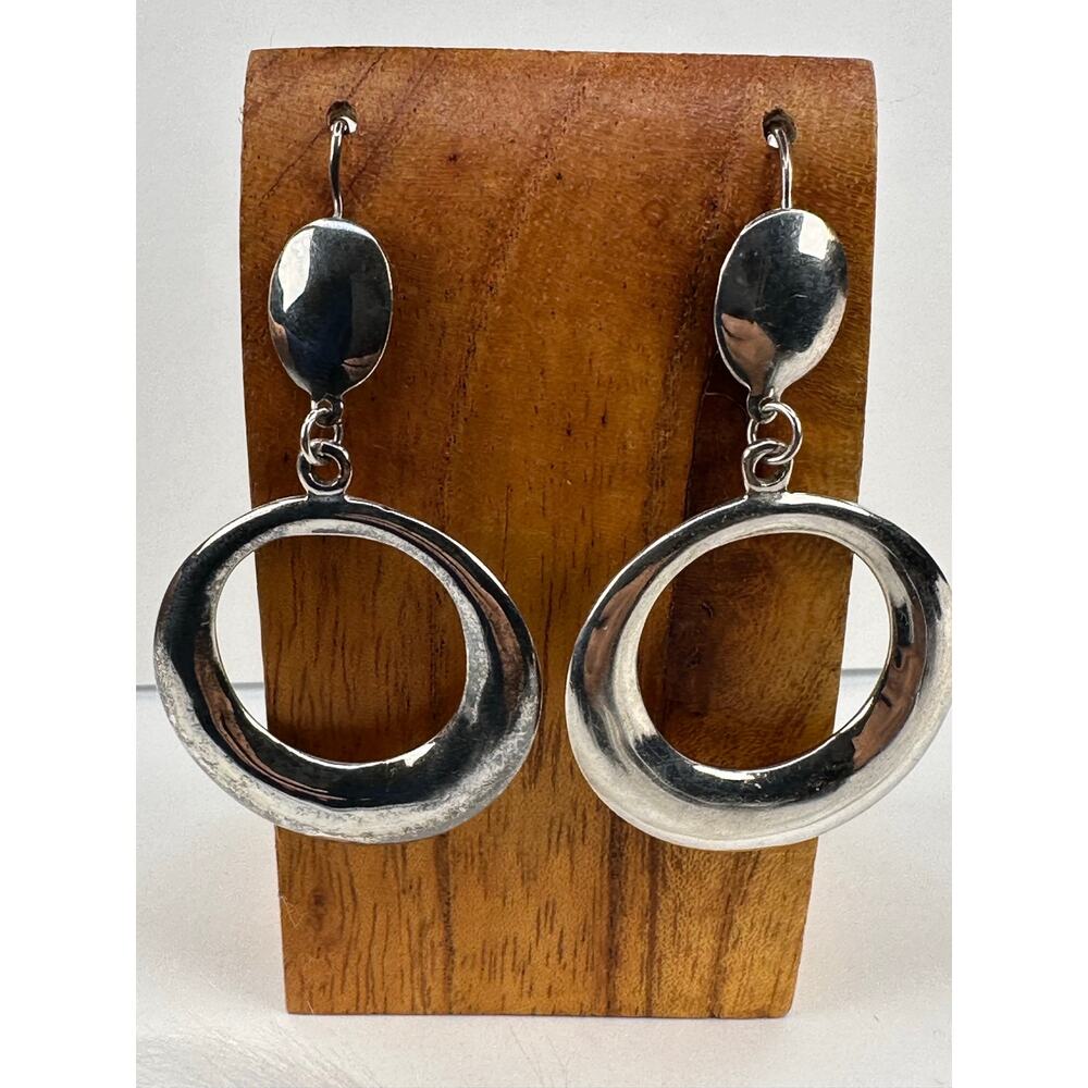 Sterling Silver Round Drop Earrings